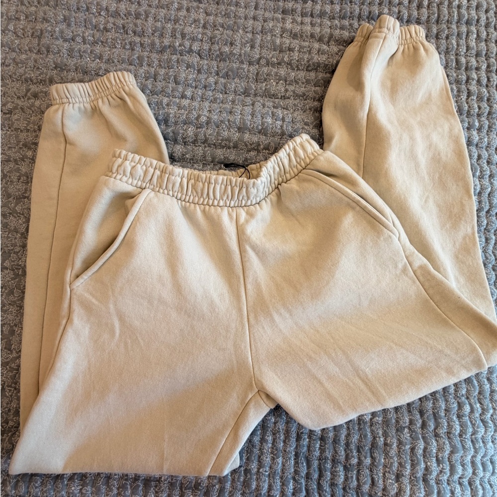 Zara Kids Sand Beige Elastic Waist Joggers